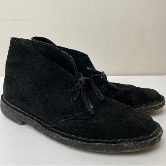 clarks desert boot black soft leather